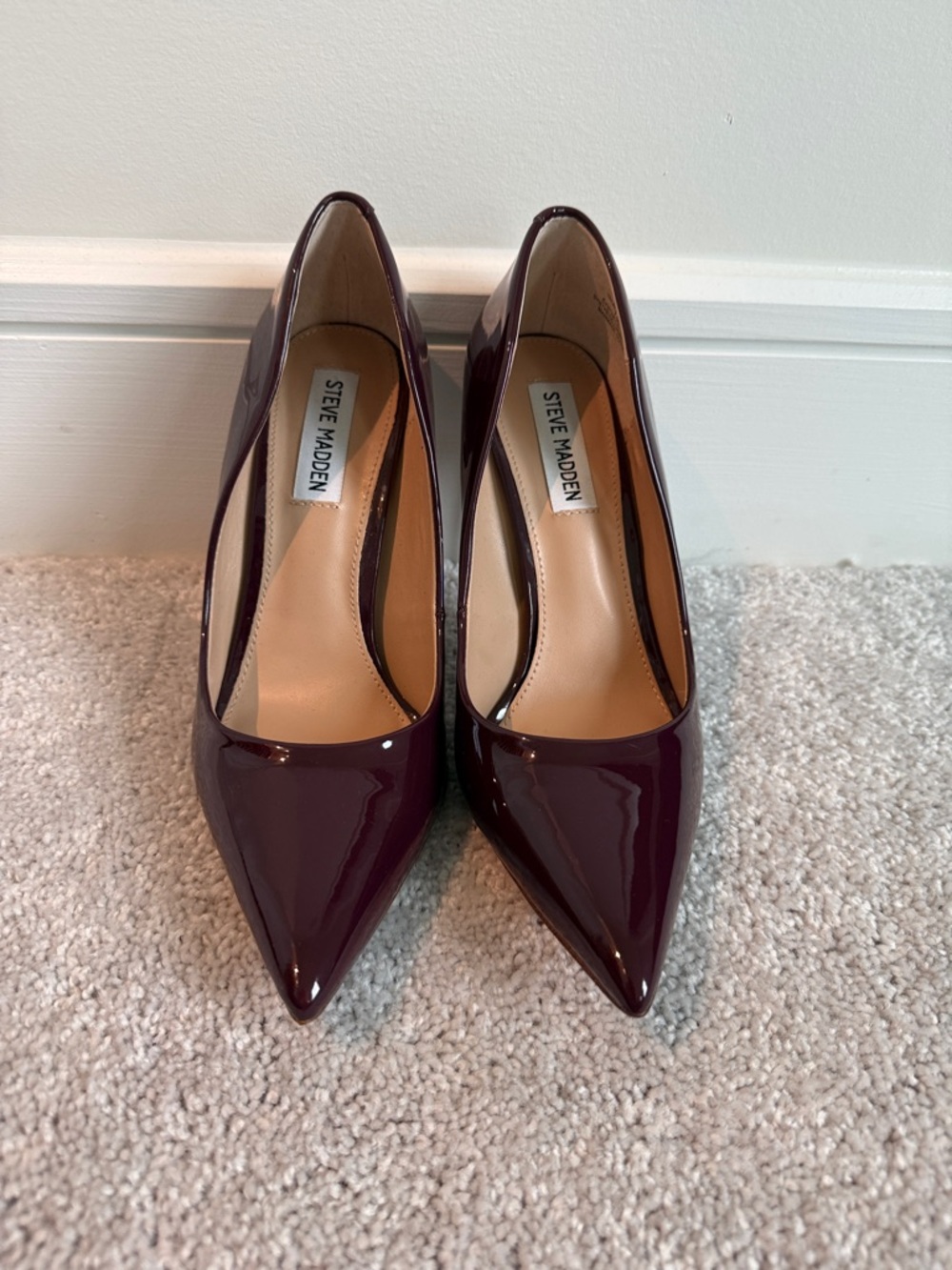 Steve Madden Pointed-Toe Patent Pumps in Deep Wine